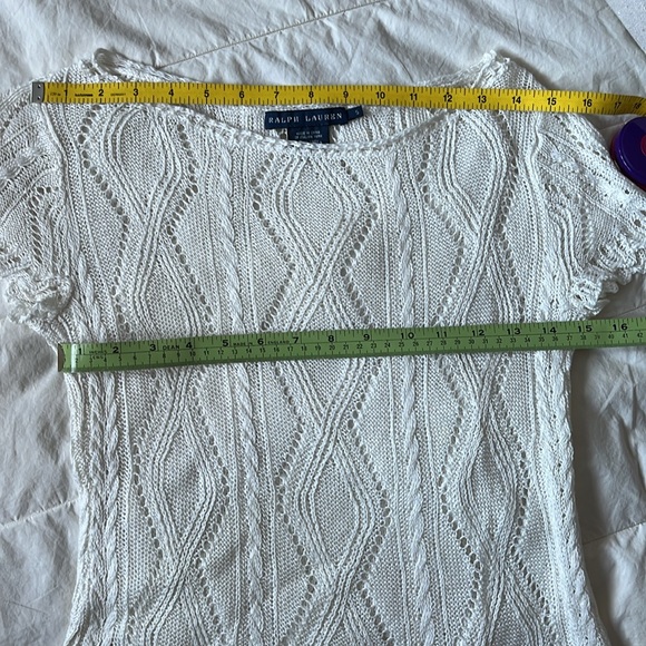 Ralph Lauren Crochet Linen short Sleeve Sweater / Size S - Picture 6 of 8